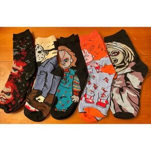 Lot Of 5 Pairs Of Halloween Adult Socks Unisex New Without Tags Scary Chucky